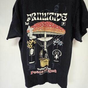 Primitive Skateboarding Elevator Black T-Shirt Size Large Mushroom